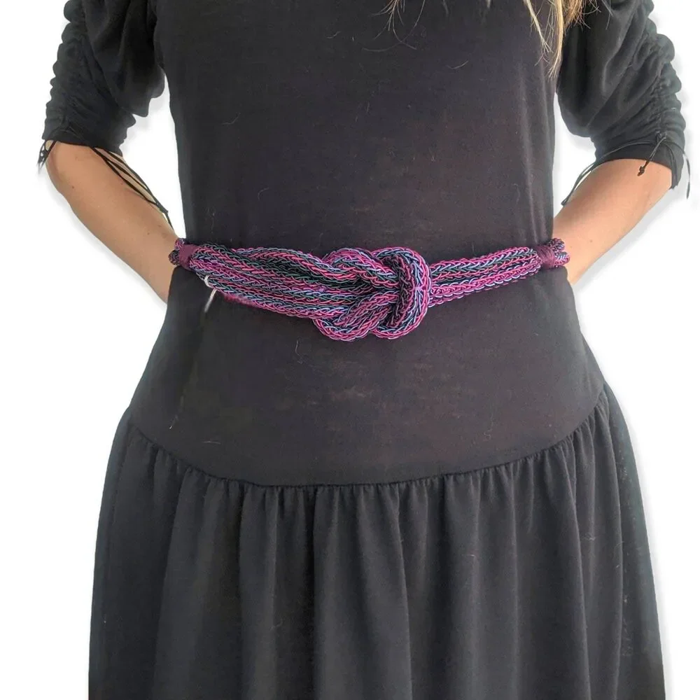 Purple Rope Belt Macrame Vintage S 80s